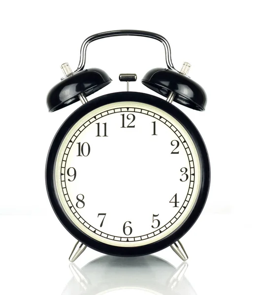 Reloj Despertador Blanco Estilo Antiguo Con Ruta Recorte Imágenes de stock libres de derechos