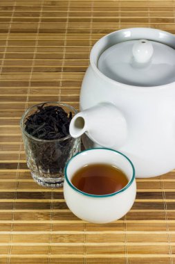 Çay Kupası çay yaprağı ile