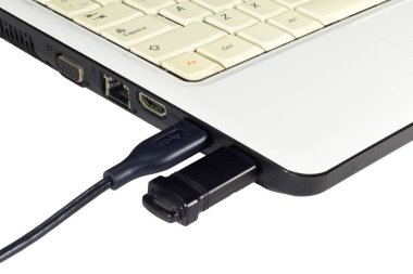 Dizüstü bilgisayar USB ve kablosunu bağlayın