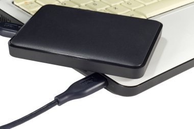 Notebook klavye, seçici odak üzerinde harici Hdd