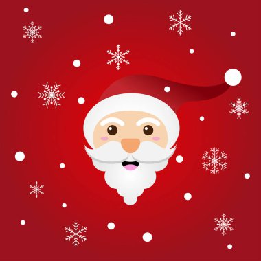 Çizgi film Noel Baba ile düz tarzı yazı tebrik kartı ve Web sitesi, vektör çizim için mutlu Noeller.