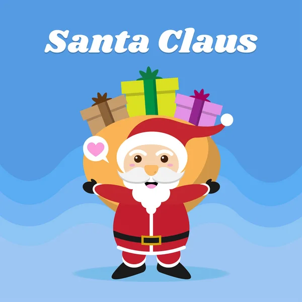 Desenhos Animados Papai Noel Feliz Natal Lettering Estilo Plano Para —  Vetores de Stock