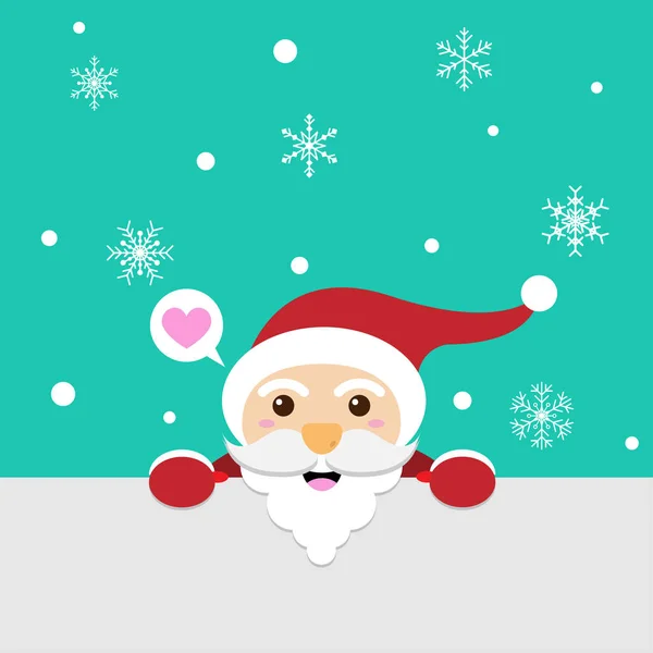 Cartoon Santa Claus Merry Christmas Belettering Vlakke Stijl Voor Wenskaart — Stockvector