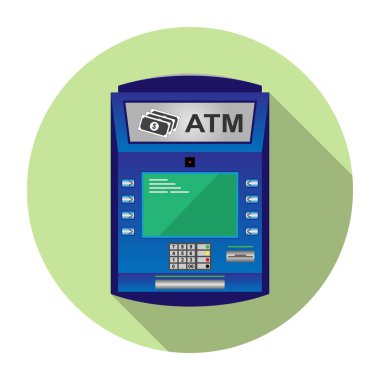 ATM ödeme otomatik vezne para makinesi, vektör çizim.