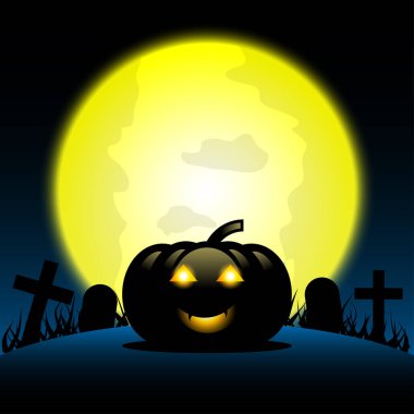 Mutlu Cadılar Bayramı arka plan ile kabak dolunay fon, vektör çizim.