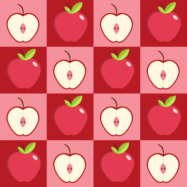 Manzana Roja Sin Costuras Fondo Formato Cuadrado Patrón Vectorial — Archivo Imágenes Vectoriales