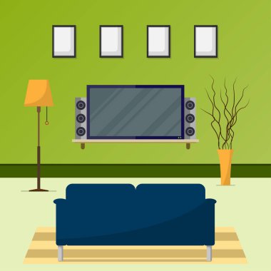 İç bir oturma odası. Modern düz stil tasarım, vektör çizim Eps10.
