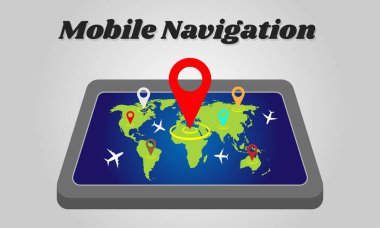 Dünya Haritası, vektör çizim Eps10 ile Smartphone Gps navigasyon.