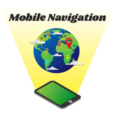 Dünya Haritası, vektör çizim Eps10 ile Smartphone Gps navigasyon.