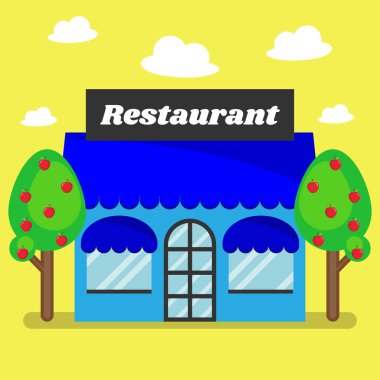 Restoran salonu ve apple düz tasarım konsepti, vektör çizim ile.