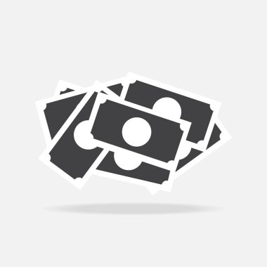 Para simge vektör, dolar düz tasarımı, iş ödeme kavramı ile beyaz arka plan üzerinde izole işareti.