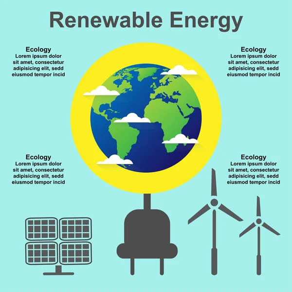 Alternatif Enerji Kaynakları Ile Rüzgar Elektrik Güneş Paneli — Stok Vektör