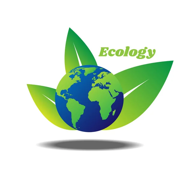 Green Ecology World Design Green Leaf Vector Illustration Eps10 — Stock Vector