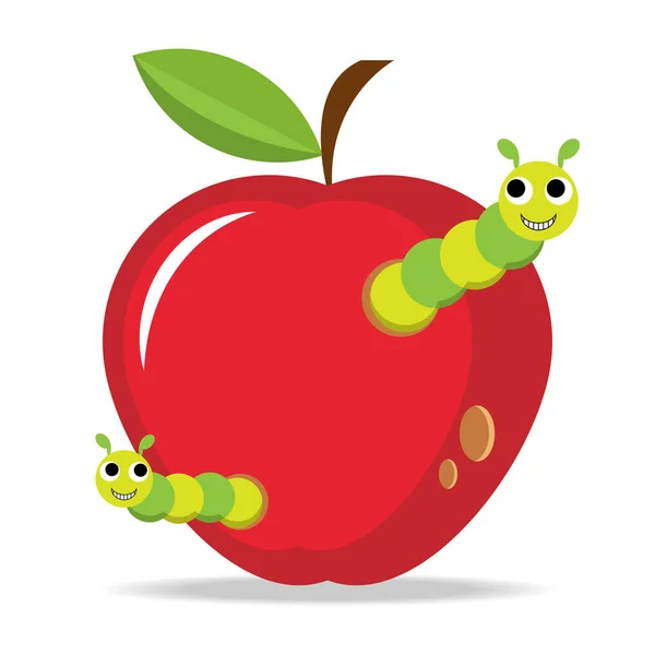 Apple Fruit Worm Flat Design Vector Illustration Eps10 — Stock Vector