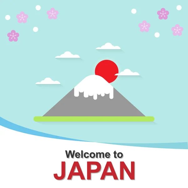 Bienvenido Japón Fujisan Logo Con Famosa Montaña Japonesa Vector Ilustración — Vector de stock