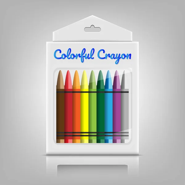 Crayon Colorido Com Caixa Pacote Produto Ilustração Vetor —  Vetores de Stock