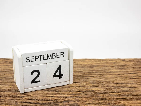 Σεπτεμβρίου Λευκό Κύβο Ξύλινο Ημερολόγιο Εκλεκτής Ποιότητας Ξύλου Και Λευκό — Φωτογραφία Αρχείου
