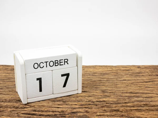 Octubre Calendario Madera Cubo Blanco Sobre Madera Vintage Fondo Blanco —  Fotos de Stock