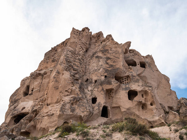 Uchisar Castle in Cappadocia Region of Turkey.