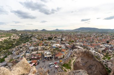 Türkiye'nin Kapadokya bölgesine, Uchisar c.'den bir manzara