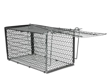 Beyaz arkaplanda izole edilmiş kafes fare tuzağı