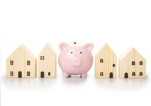 Piggy Bank Rumah Tabungan Dengan Konsep Perencanaan Keuangan Terisolasi Pada — Stok Foto