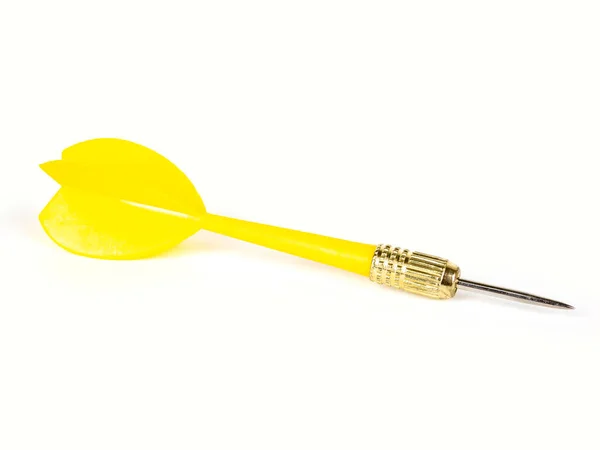 Yellow Dart Geïsoleerd Witte Achtergrond Knippad — Stockfoto