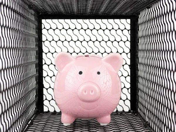 Piggy Bank Muisval Witte Achtergrond — Stockfoto