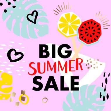 Trendy tropic ve meyve dondurma (karpuz, limon) desen kapak. Kitapçık, kartları, davetiye, broşür ve tanıtım için çiçek arka tasarım. Vektör çizim