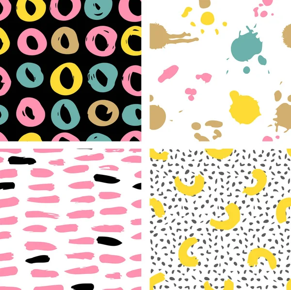 Trendy Vector Seamless Colorful Pattern Brush Strokes Design Backgrounds Wallpaper — Stock Vector