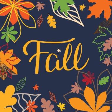 Çok renkli sonbahar yaprakları ile arka plan. Vektör çizim. İndirim etiketleri ve alışveriş için Düzen.