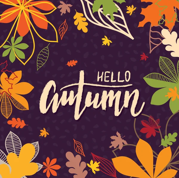 Background Multicolor Autumn Leaves Vector Illustration Layout Discount Labels Shopping — Stock Vector
