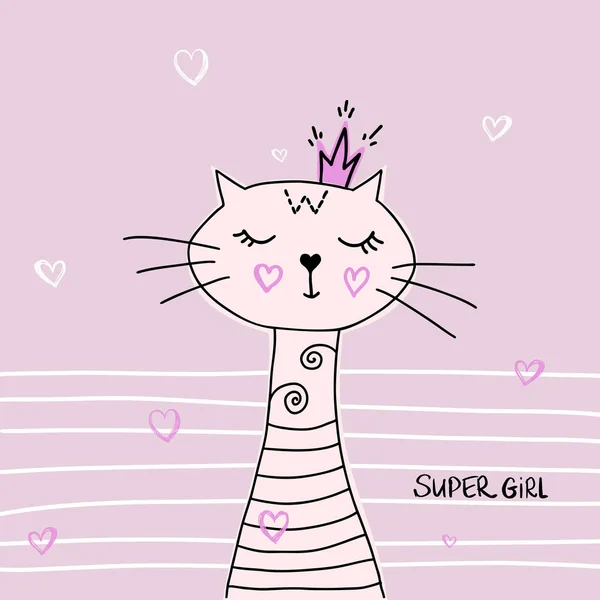 かわいい猫とベクトル テンプレート カード ベビー シャワー 保育園ポスター ベビー シャツ カード ポスター — ストックベクタ