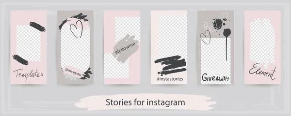 Modelos Editáveis Moda Para Histórias Instagram Ilustração Vetorial Concepção Fundos —  Vetores de Stock