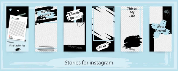 Trendy düzenlenebilir şablon instagram hikayeler, vektör çizim için. Arka planlar için sosyal medya tasarım. El çekilmiş soyut kartı.