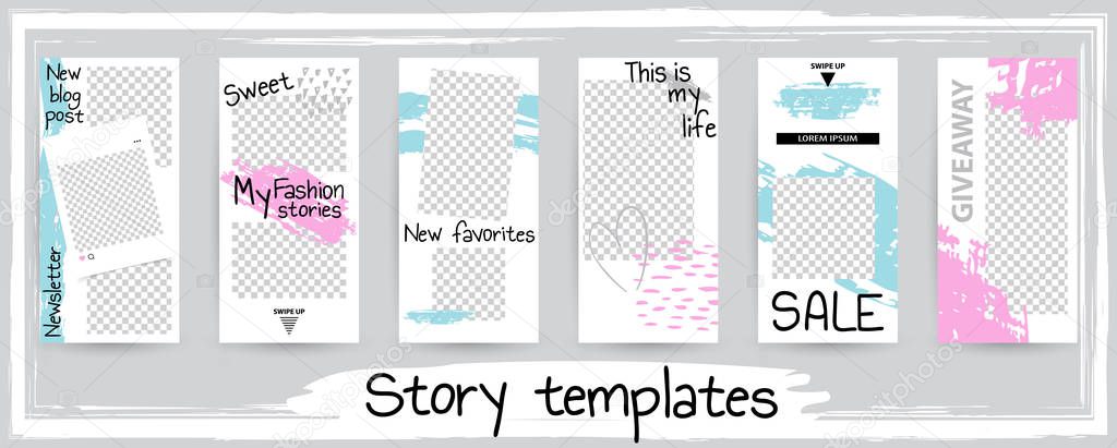Trendy editable template for social networks stories, vector illustration. Design backgrounds for social media.