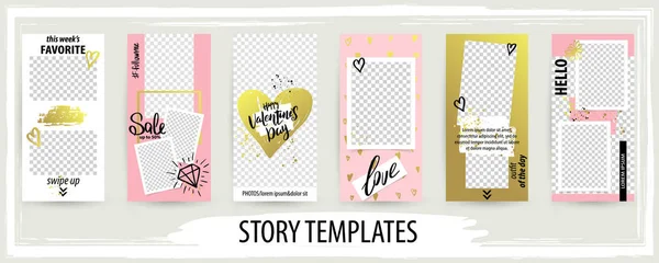 Trendy Editable Template Social Networks Stories Valentine Vector Illustration Design — Stock Vector