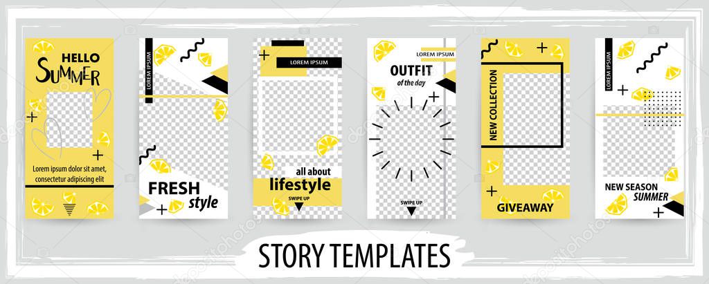 Trendy editable template for social networks stories, vector illustration. Design backgrounds for social media.