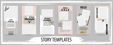 Sosyal ağlar hikaye, vektör illus için trendy editable şablon