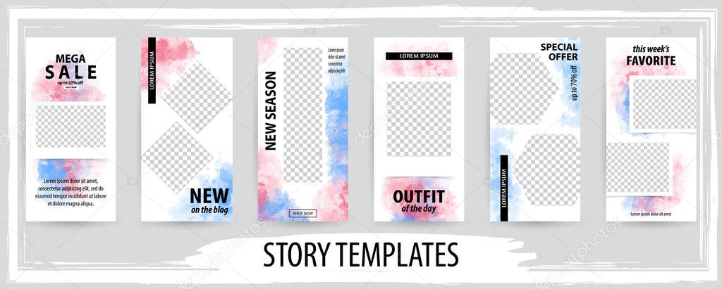 Trendy editable template for social networks stories, vector ill