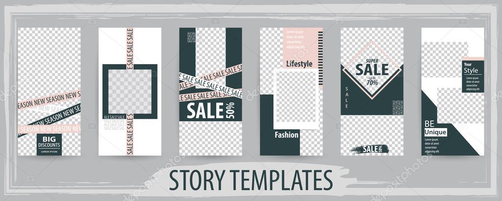 Trendy editable template for social networks story, vector illus