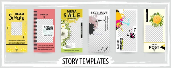 Sosyal ağlar hikaye, vektör illus için trendy editable şablon