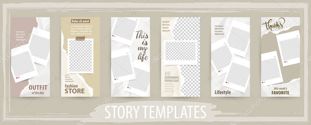 Trendy editable template for social networks stories, vector ill