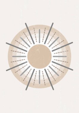 Soyut güneş baskısı boho minimalist basılabilir duvar sanatı geometrik soyut gün batımı baskı bohem sanat, vektör