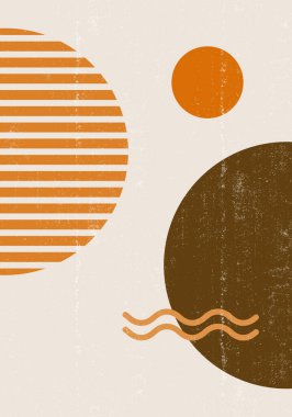 Soyut güneş ay baskısı boho minimalist basılabilir duvar sanatı geometrik soyut gün batımı baskı bohem sanat eserleri, vektör
