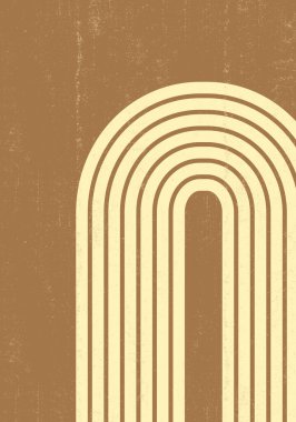 Gökkuşağı desenli boho minimalist basılabilir duvar sanatı geometrik gökkuşağı soyut resim, vektör