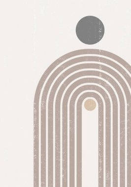 Gökkuşağı desenli boho minimalist basılabilir duvar sanatı geometrik gökkuşağı soyut resim, vektör