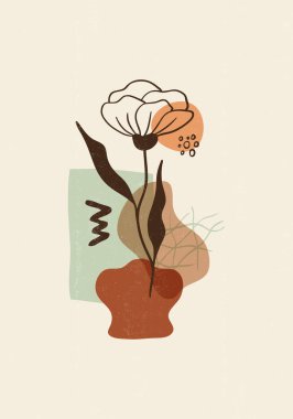 Botanik baskılı boho minimalist basılabilir duvar sanatı soyut ev dekorasyonu çiçek desenli bohem sanat eserleri, vektör