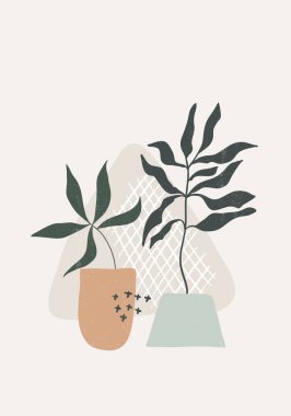 Botanik baskılı boho minimalist duvar sanatı soyut ev dekorasyonu çiçek baskısı sanat eserleri, vektör