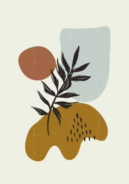 Botanik baskılı boho minimalist duvar sanatı soyut ev dekorasyonu çiçek baskısı sanat eserleri, vektör